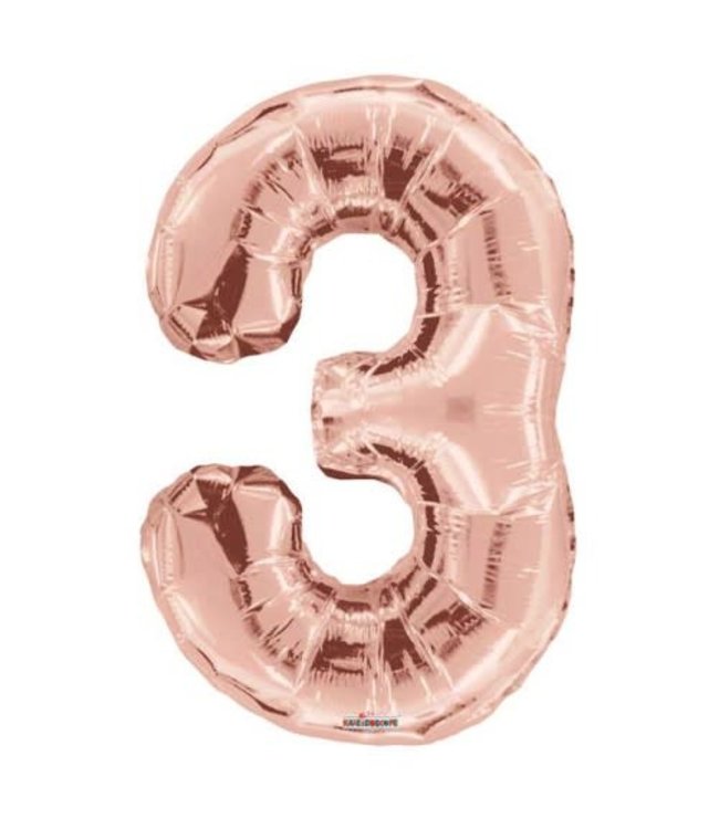 Conver 34 Inch Balloon Number 3 Rose Gold