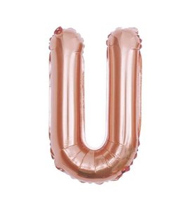 Partiesking 16 Inch Airfill Balloon Letter U Rose Gold
