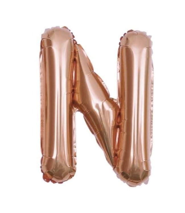 Partiesking 16 Inch Airfill Balloon Letter N Rose Gold