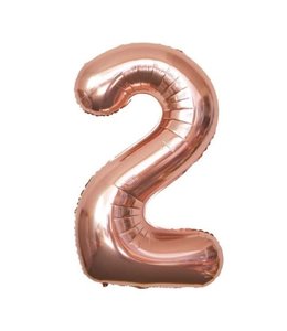 Partiesking 16 Inch Airfill Balloon Number 2 Rose Gold