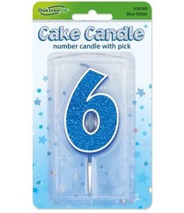 OaktreeUK Candle Glitter Number 6-Blue