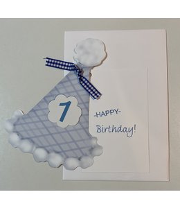 Greeting Card Happy Birthday-Party Hat, Blue