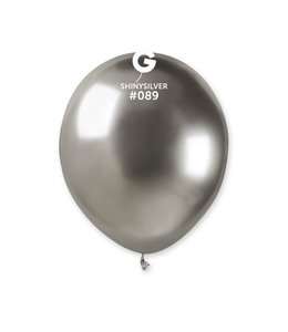 Gemar 5 Inch Latex Balloon 100 ct-Shiny Silver