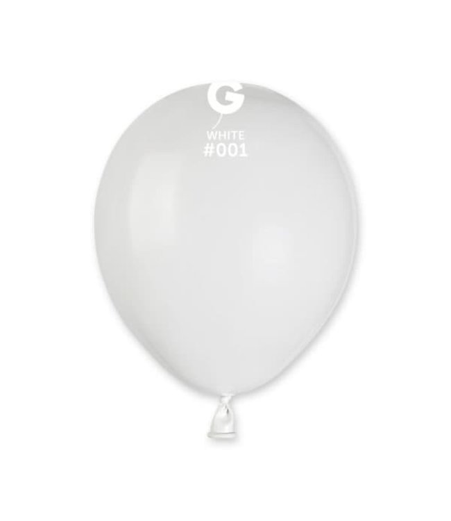 Gemar 5 Inch Latex Balloon 100 ct-White