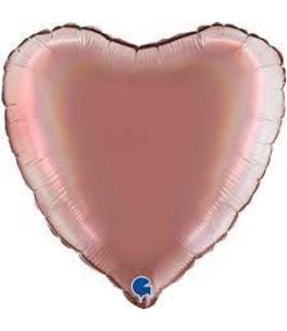 Grabo Balloons 18 Inch Balloon Heart Rainbow Holographic Chrome-Rose