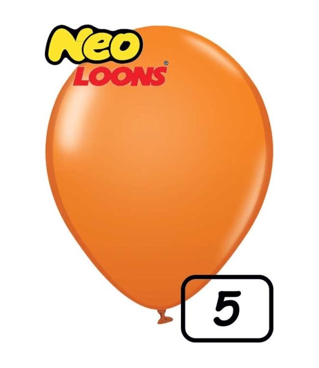 Neo Loons 5 Inch Latex Balloons 100Ct-Standard Orange