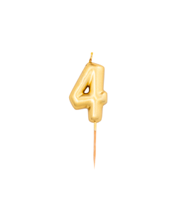 Givvi Candles Number 4 Metal Candle 8 cm-Gold