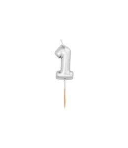 Givvi Candles Numeral Metal Candle 1 8 Cm-Silver