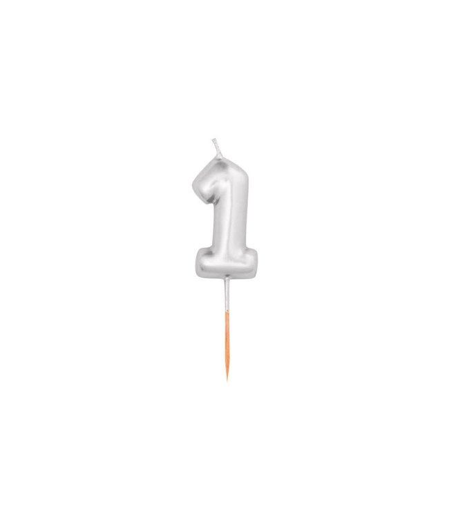 Givvi Candles Silver Metal Number Candle 8cm-1