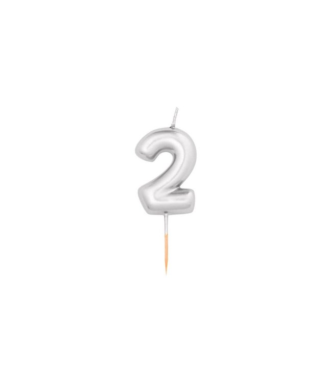 Givvi Candles Silver Metal Number Candle 8cm-2