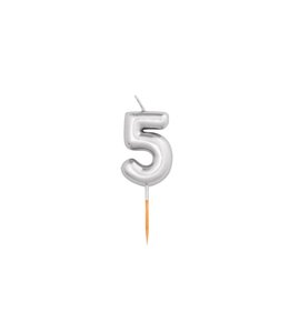 Givvi Candles Silver Metal Number Candle 8cm-5