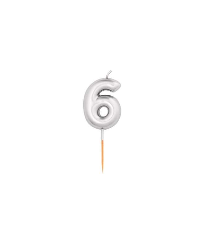 Givvi Candles Numeral Metal Candle 6 8 Cm-Silver