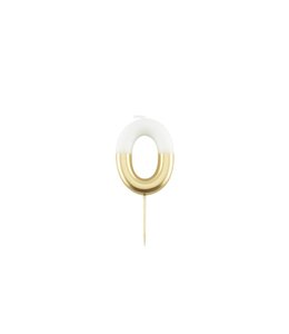 Givvi Candles Number 0 Metal Candle 9 cm-White & Gold