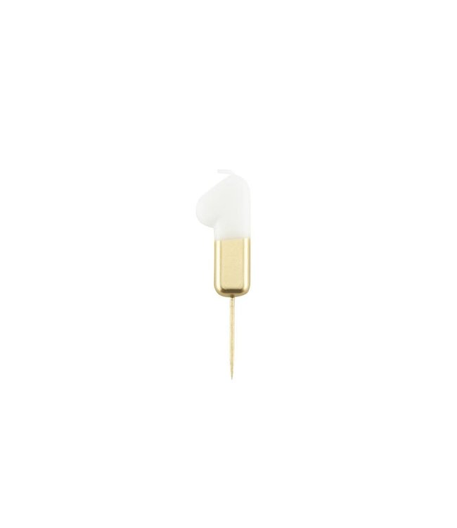 Givvi Candles Numeral Metal Candle 1  9 Cm-White & Gold