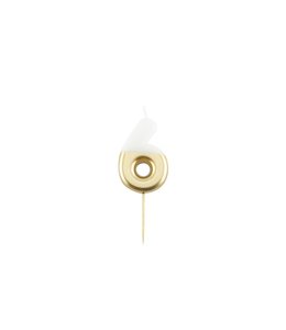 Givvi Candles White & Gold Metal Number Candle 9cm-6