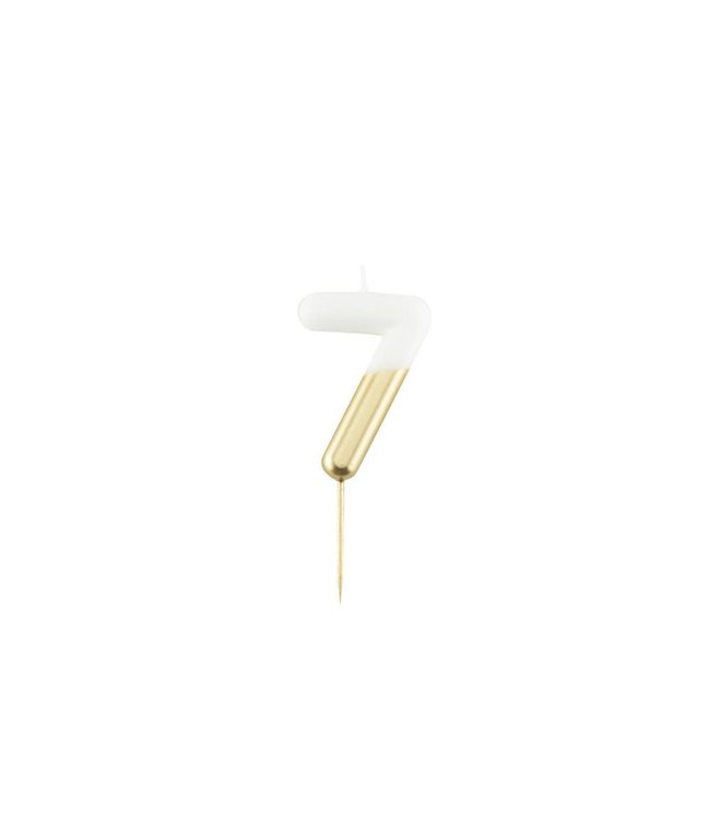 Givvi Candles Numeral Metal Candle 7 9 Cm-White & Gold