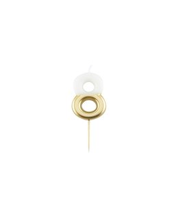 Givvi Candles Number 8 Metal Candle 9 cm-White & Gold