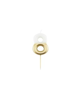 Givvi Candles Numeral Metal Candle 8 9 Cm-White & Gold