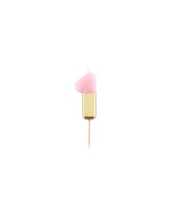 Givvi Candles Number 1 Metal Candle 9 cm-Pink & Gold