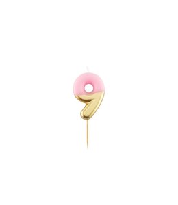 Givvi Candles Pink & Gold Metal Number Candle 9cm-9