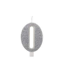 Givvi Candles Number 0 Metal Candle 9.5 cm-Silver