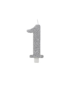 Givvi Candles Number 1 Metal Candle 9.5 cm-Silver