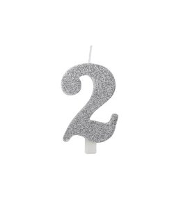 Givvi Candles Number 2 Metal Candle 9.5 cm-Silver