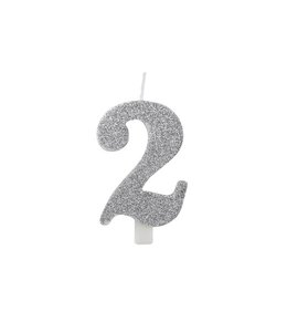 Givvi Candles Silver Glitter Number Candle 9.5 cm-2