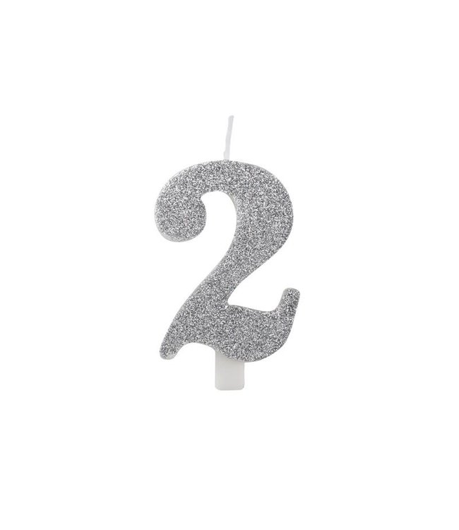 Givvi Candles Numeral Metal Candle 2 9.5 Cm-Silver