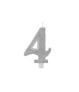 Givvi Candles Number 4 Metal Candle 9.5 cm-Silver