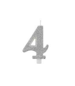 Givvi Candles Silver Glitter Number Candle 9.5 cm-4