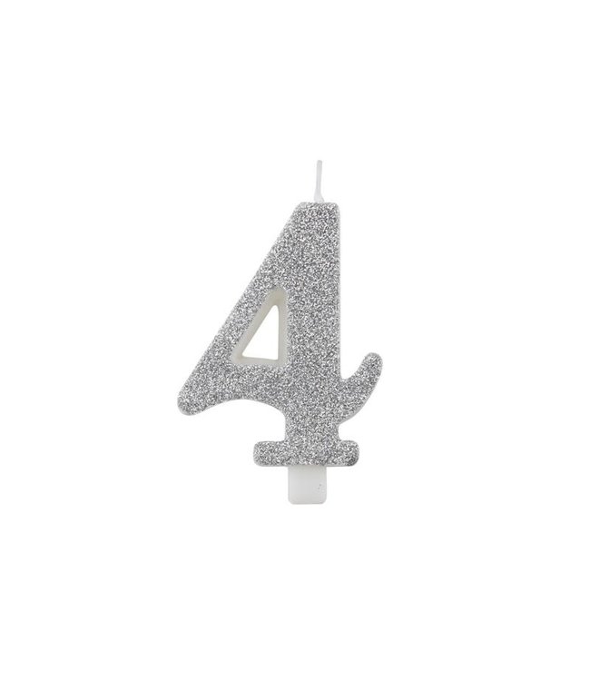 Givvi Candles Silver Glitter Number Candle 9.5 cm-4