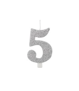 Givvi Candles Number 5 Metal Candle 9.5 cm-Silver