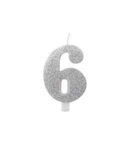 Givvi Candles Number 6 Metal Candle 9.5 cm-Silver