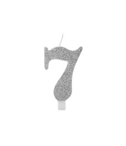 Givvi Candles Number 7 Metal Candle 9.5 cm-Silver