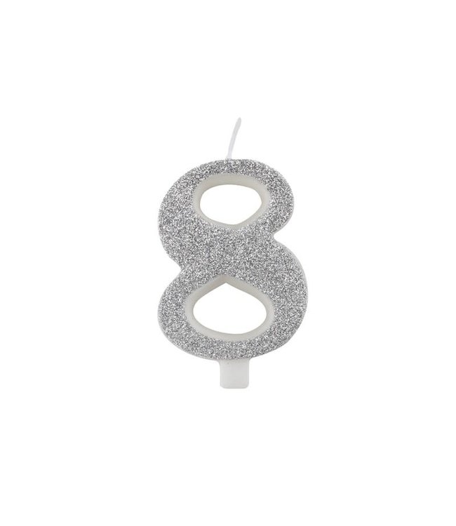 Givvi Candles Numeral Metal Candle 8 9.5 Cm-Silver