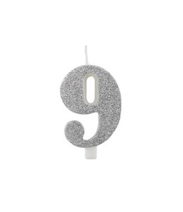 Givvi Candles Number 9 Metal Candle 9.5 cm-Silver