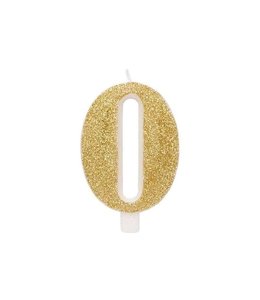 Givvi Candles Numeral Metal Candle 0 9.5 Cm-Gold