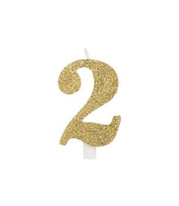 Givvi Candles Numeral Metal Candle 2 9.5 Cm-Gold