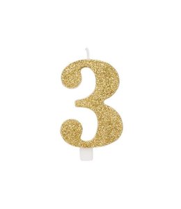Givvi Candles Numeral Metal Candle 3 9.5 Cm-Gold