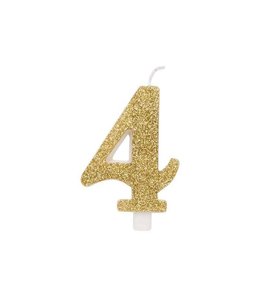Givvi Candles Numeral Metal Candle 4 9.5 Cm-Gold