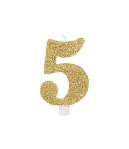 Givvi Candles Numeral Metal Candle 5 9.5 Cm-Gold