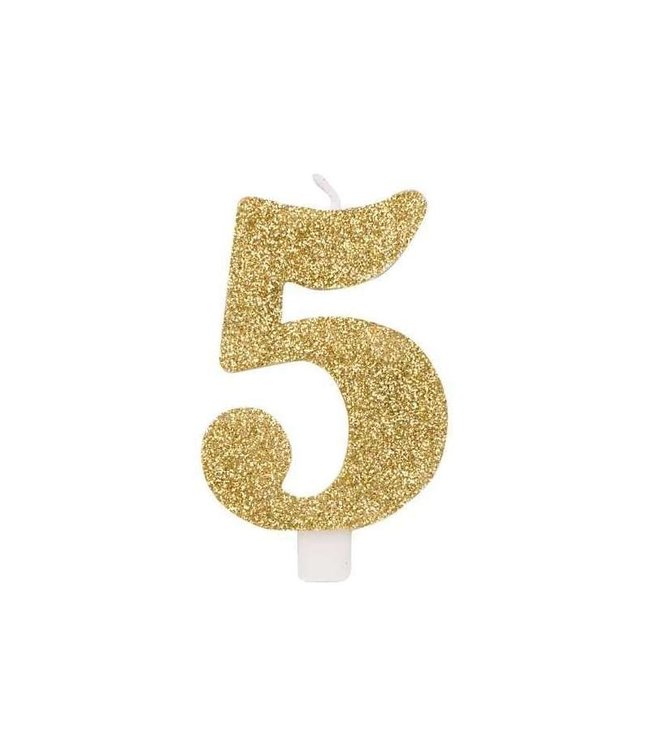 Givvi Candles Numeral Metal Candle 5 9.5 Cm-Gold