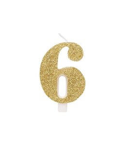 Givvi Candles Number 6 Metal Candle 9.5 cm-Gold