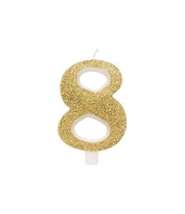 Givvi Candles Number 8 Metal Candle 9.5 cm-Gold