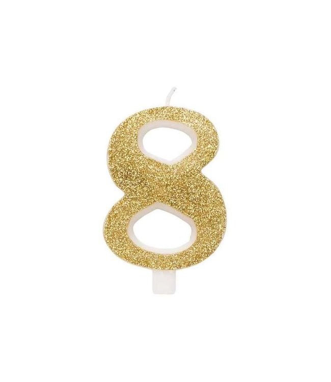 Givvi Candles Numeral Metal Candle 8 9.5 Cm-Gold