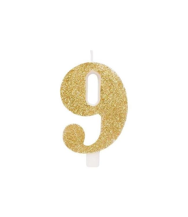 Givvi Candles Numeral Metal Candle 9 9.5 Cm-Gold