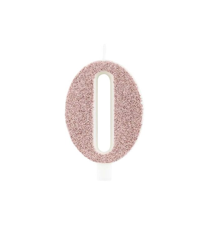 Givvi Candles Numeral Metal Candle 0 9.5 Cm-Rose Gold