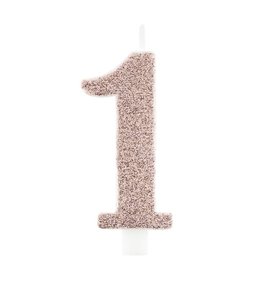 Givvi Candles Numeral Metal Candle 1 9.5 Cm-Rose Gold