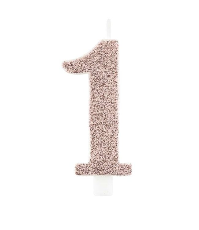 Givvi Candles Numeral Metal Candle 1 9.5 Cm-Rose Gold